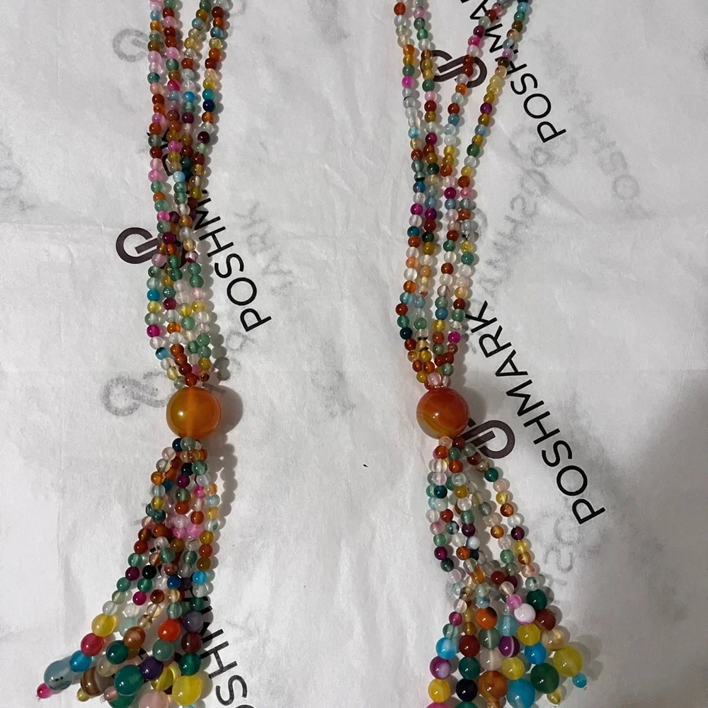 PEDOBO PRE-LOVED MAGNETIC 2 CURTAIN TIEBACKS AGATE BEADS CURTAIN/DRAPE TIES